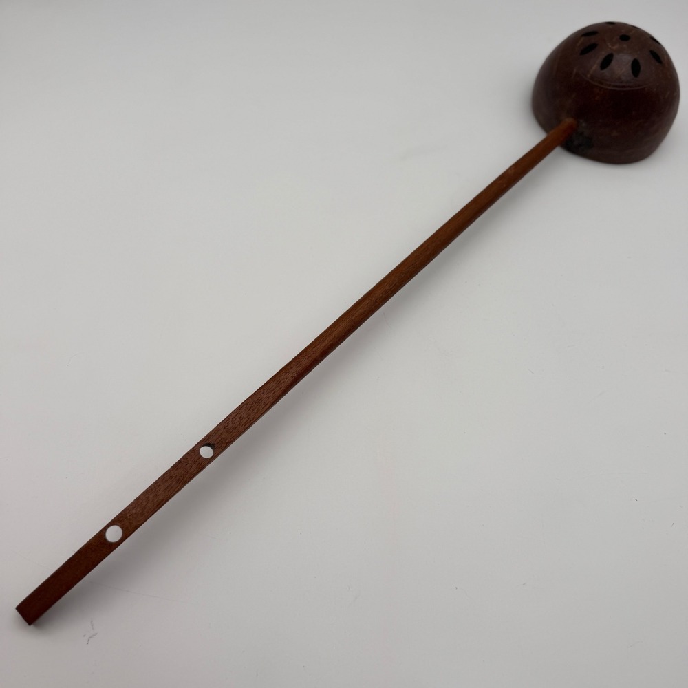 Vintage Handcrafted Coconut Shell Rattle Shaker‎ Percussion Instrument Brown